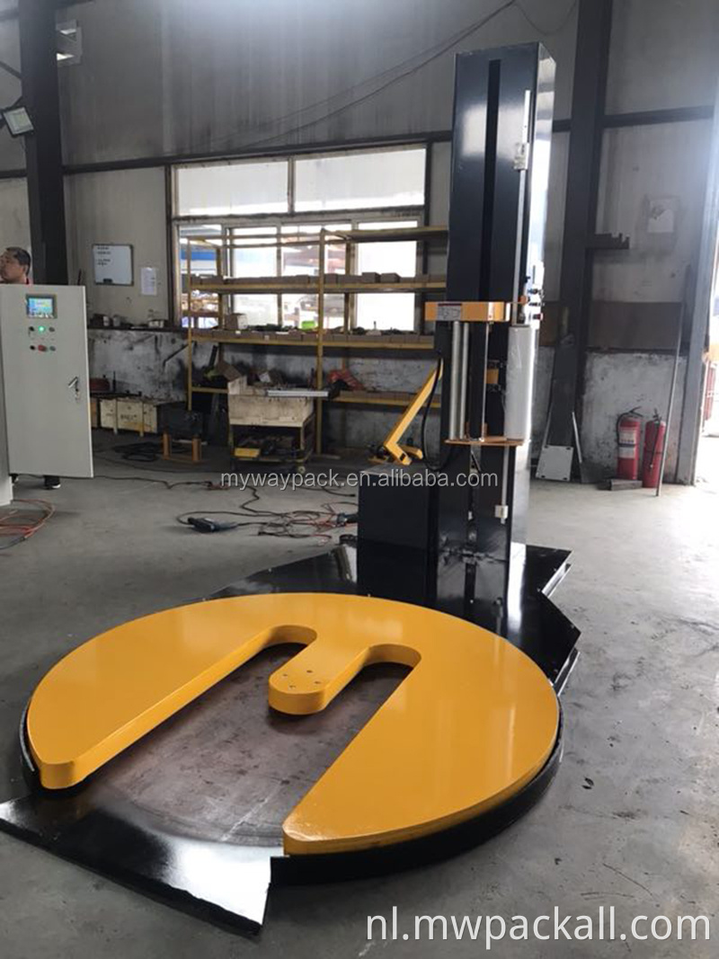 Factory Prijs Automatisch M-type Turntable Pallet Stretch Film Wikkelmachine /Pallet Wrapper met vorkheftruckkanaal